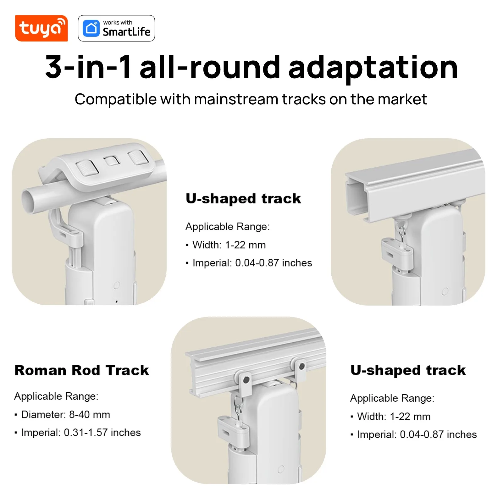 Tuya Smart Curtain Robot Curtain Motor 3-in-1 Wi-Fi APP Remote control Timed switch,Pull-to-start For Rod&TU Track-Double+Remote