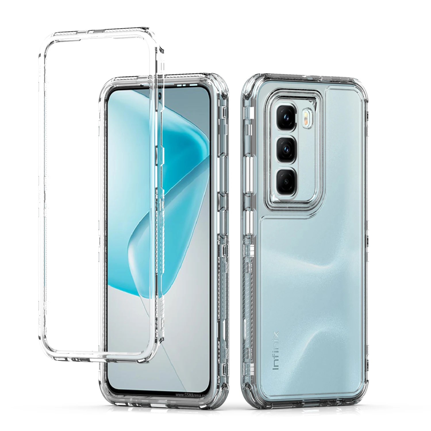 For Infinix Hot 50 Pro /Plus, Shockproof 4 Airbags Luxury Hybrid Armor Acrylic Transparent Clear Shell Back Skin Case Cover
