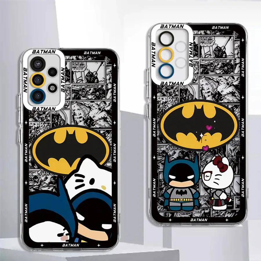 Cute Batmans Hellokitty phone Case for Samsung A13 A14 A15 A23 4G 5G A24 4G A25 A33 A34 A53 A54 A73 A35 A55 5G bag