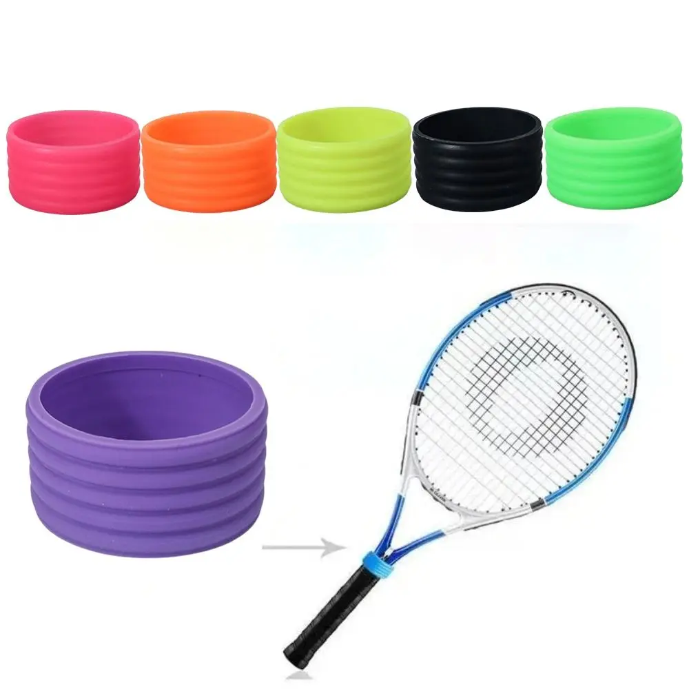 4pcs Silicone Racket Silicone Ring Round Shape Anti Slip Racket Grip Ring Ribbed Surface Flexible Racket Handle Collar