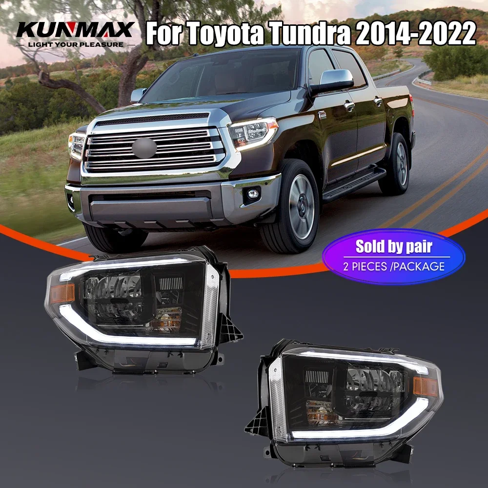 

Пара светодиодных автомобильных фар в сборе для Toyota Tundra 2014-2022, передняя фара, DRL, указатель поворота, фары Plug and Play