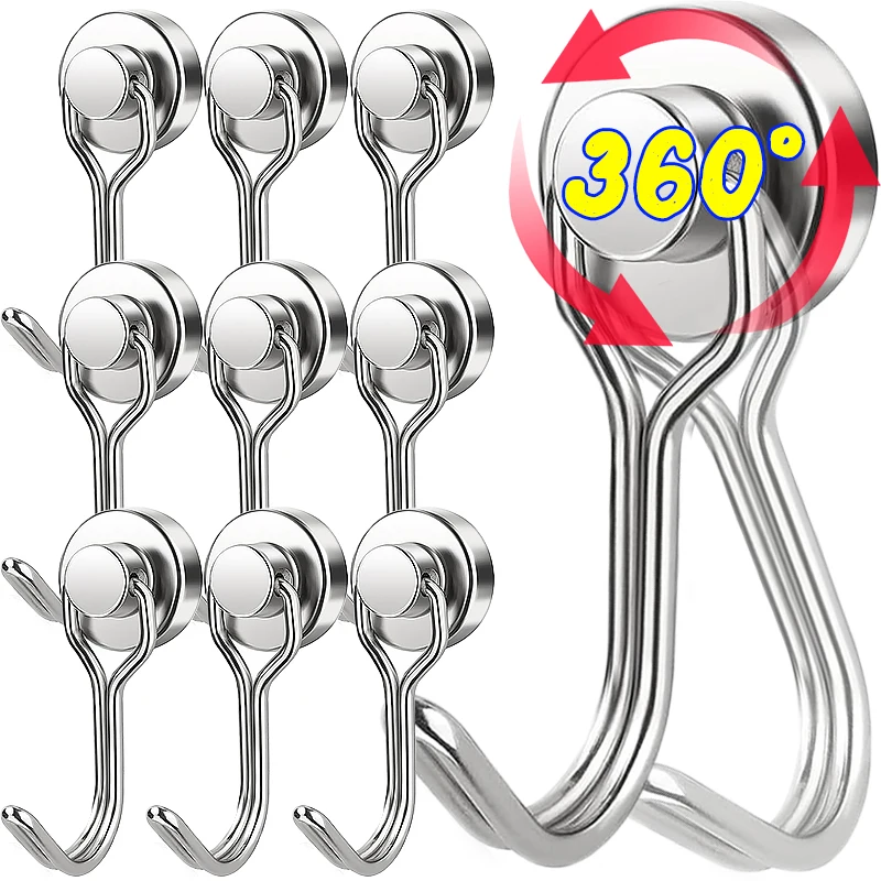 

Rotating Strong Magnet Hooks Neodymium Heavy Duty Flexible Swing Magnetic Hook for Home Hanging Kitchen Storage Bathroom Hangers