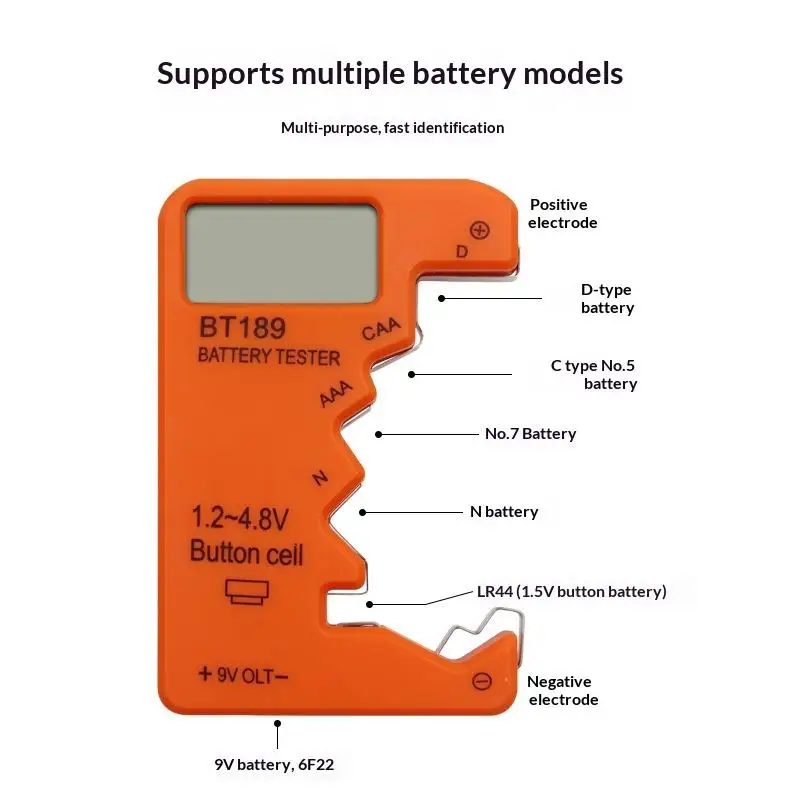 BT189 Digital Battery Tester LCD Voltage Checker For AA AAA C D 9V Button Cell Household Portable Power Measuring Tool Analyzer