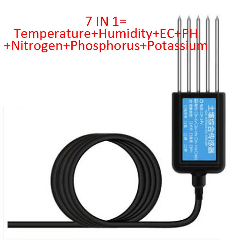 RS485 7 IN 1 soil integrated transmitter temperature humidity EC npk ph soil sensor for agriculture NPK storage soil sensor