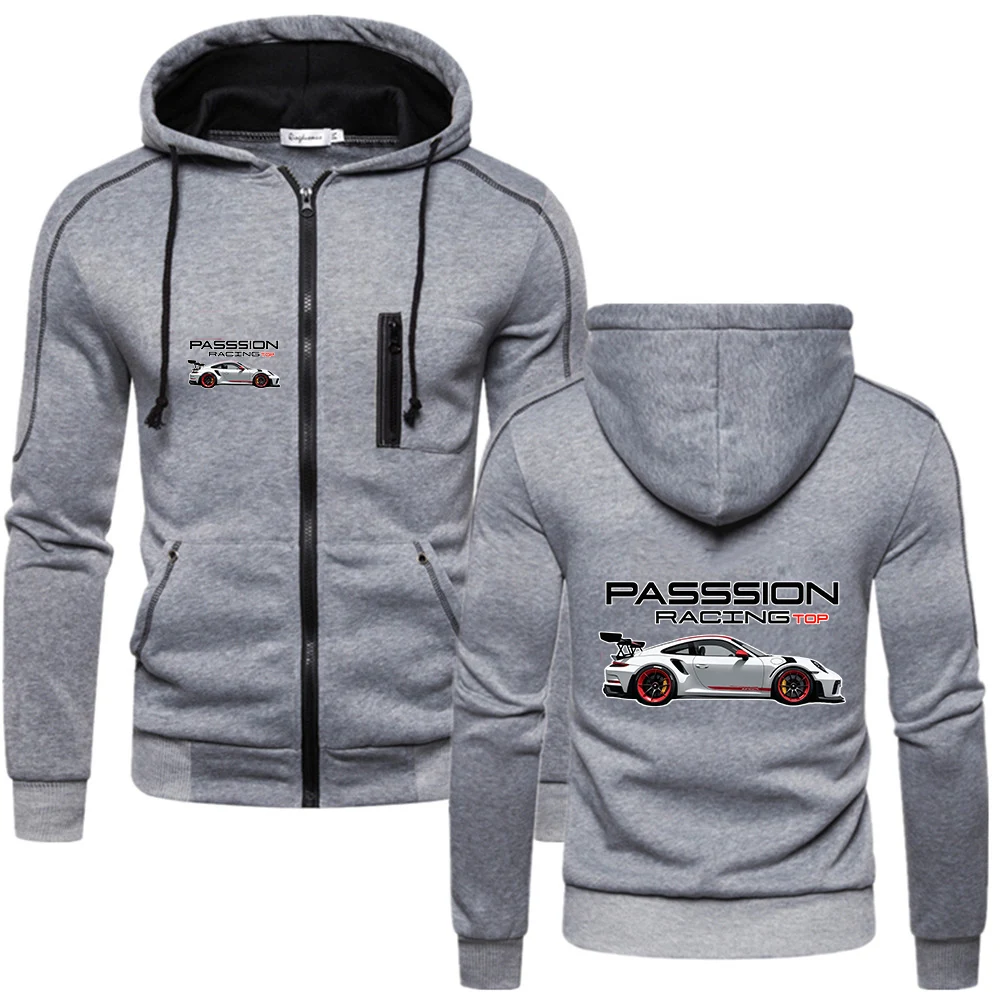 Top-level Racing Element Pattern Men's Hoodie Outerwear Loose Zipper Tops Sports jogging Cost Casual Fashion Men Jacket