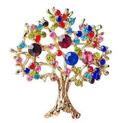 Colorful Rhinestone Inlaid Christmas Brooch High Grade Shawl Buckle Full Sky Star Life Tree Corsage