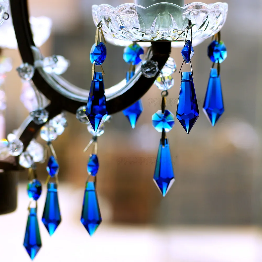 6pcs Crystal Icicle Drop Prisms, Teardrop Pointed Bead Replacement for Chandelier Lamps, Hanging Wedding Party Decor Suncatc