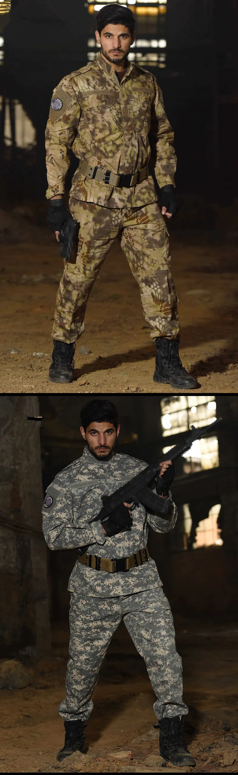New Hot Durable and Wear-resistant Men's Camo ACU Uniform 2PC Set Training Wear Security Officer Uniforms