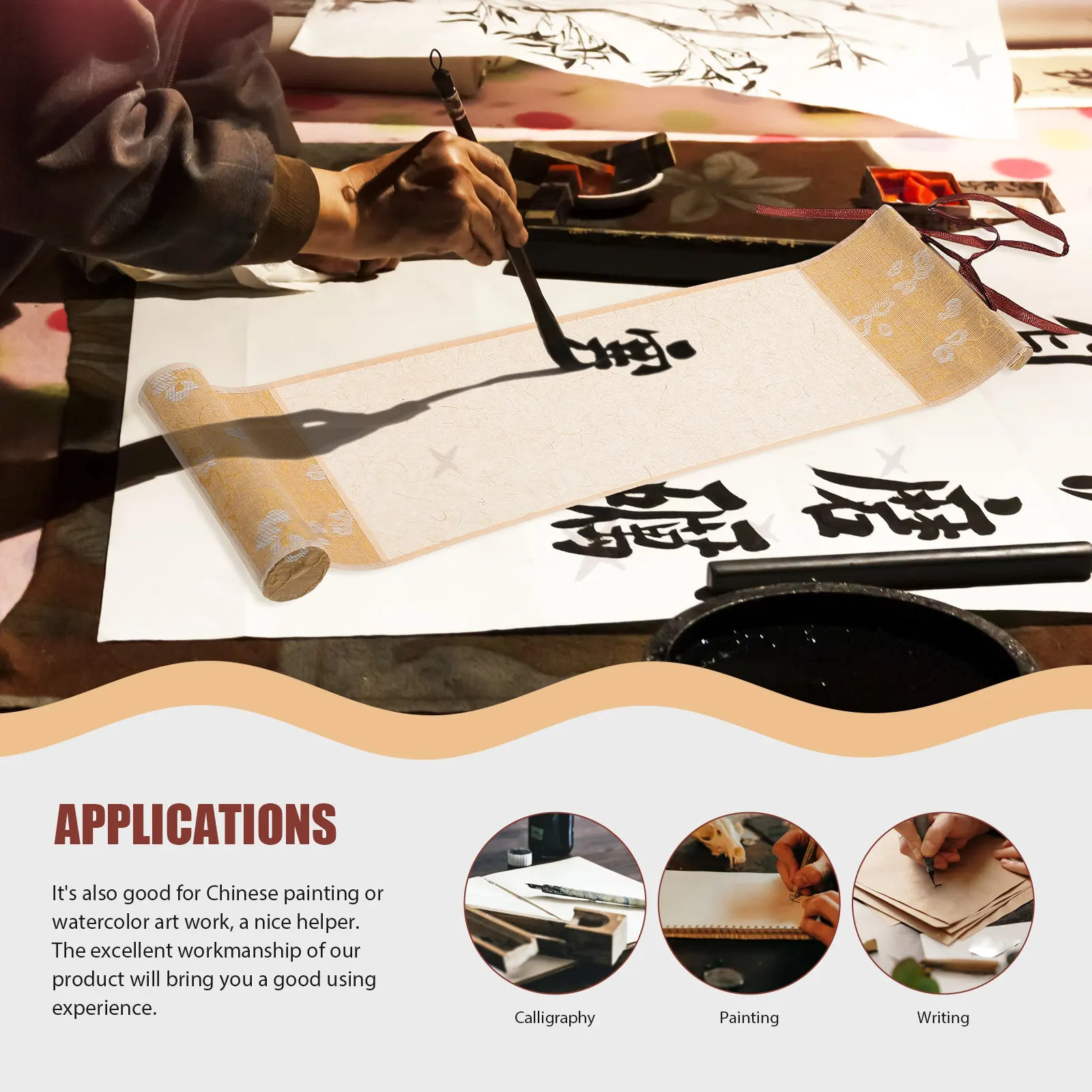 Chinese Calligraphy Paper Painting Drawing Art Blank Writing Halloween Christmas Blank Rice Paper Scroll Blank Wall Scroll