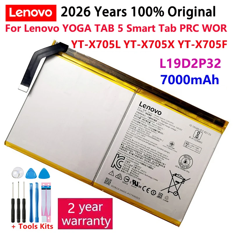 100% batería Original nueva para tableta L19D2P32 para Lenovo YOGA TAB 5 Smart Tab PRC WOR YT-X705L YT-X705X YT-X705F batería de 7000mAh