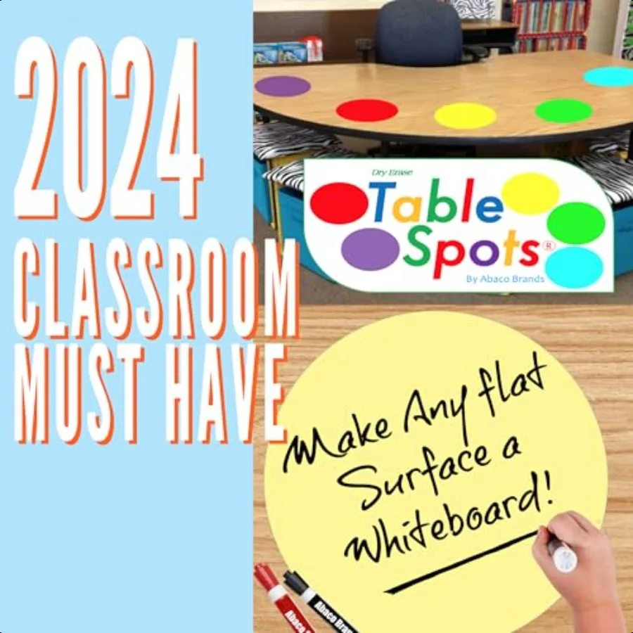 New Larger Size The Original Table Spots for Teachers No Staining No Shadowing Complete Erase Dry Erase 10 Pack Multicolor Circ