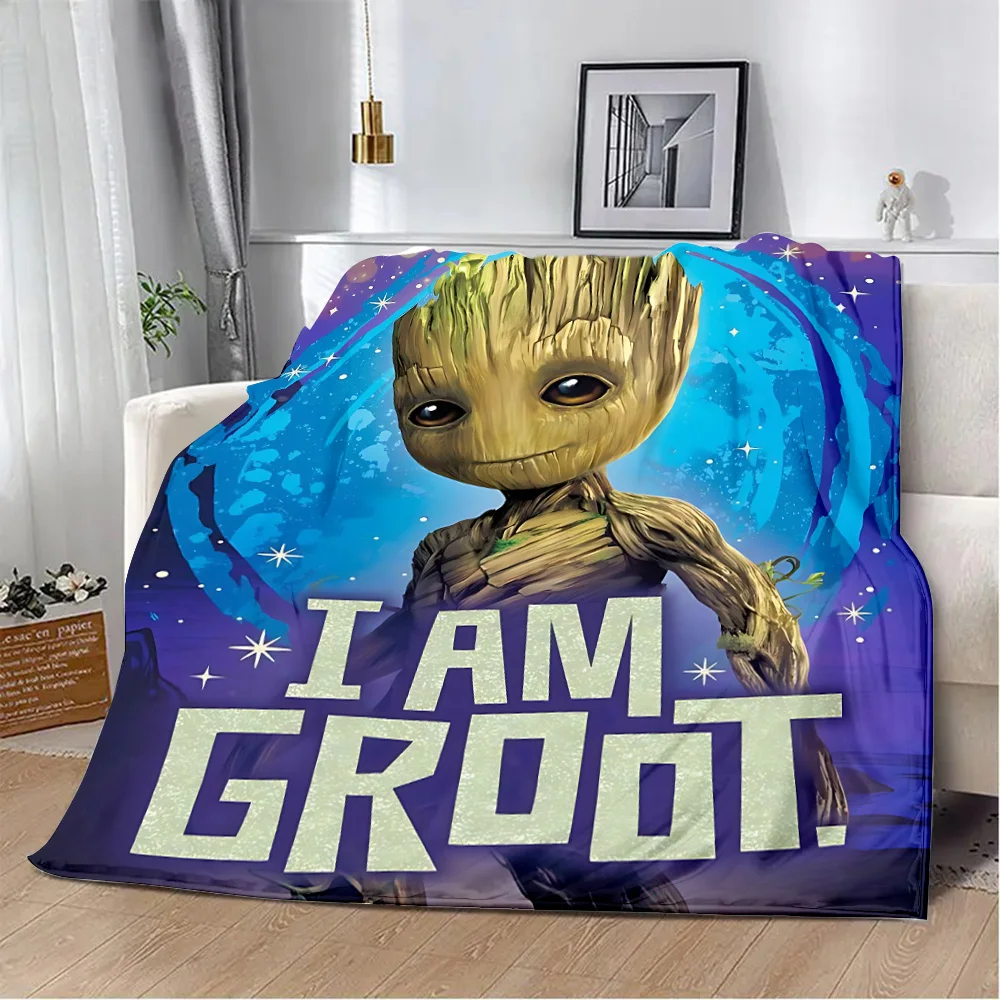 Marvel Cute Groot Printed Blanket Picnic Blankets Warm Blanket Soft and Comfortable Blanket Home Travel Birthday Gift