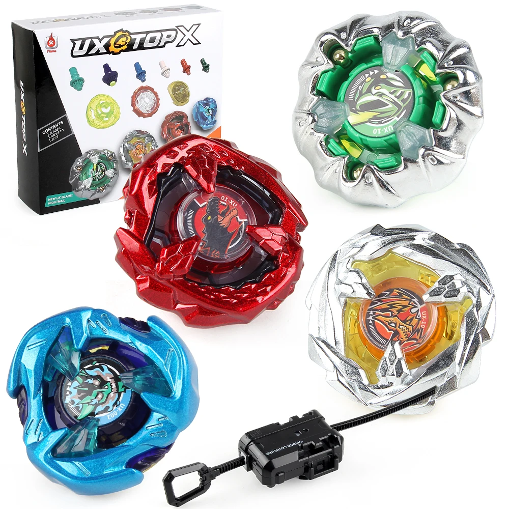 BEY X UX-10 Customized Set with Ripcord Launcher Set Gyro Spinning Toy Battle Top Kit Gift
