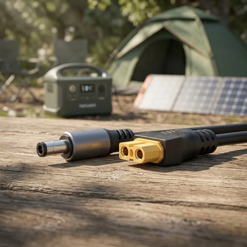 For XT60 to DC5.5x2.5mm Power Cord Copper Wire Adapter for Portable Solar Power Stations and Compatible Solar Panels