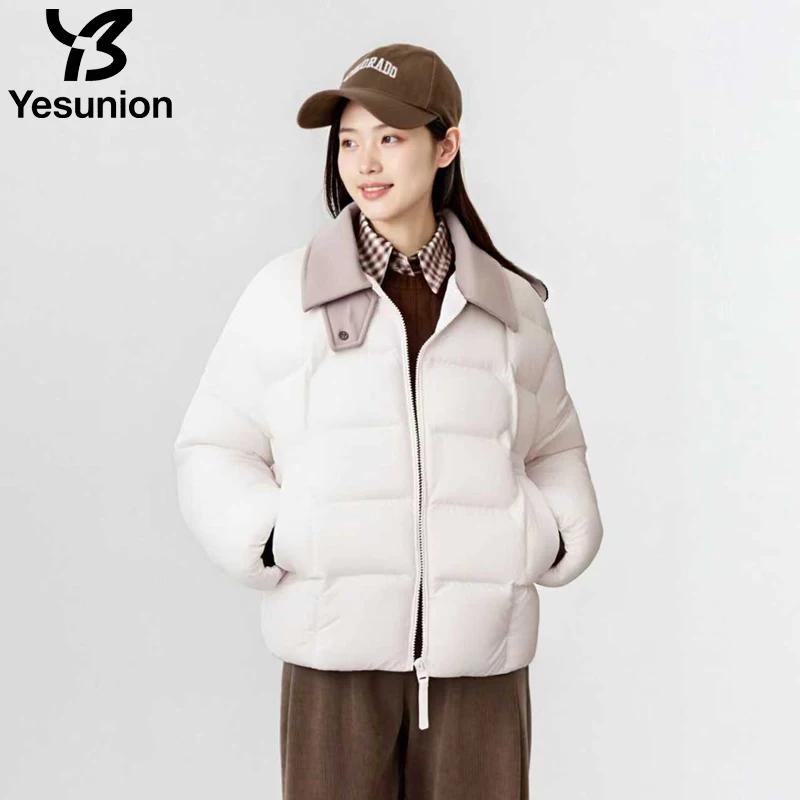 YESUNION الكورية نمط أسفل سترة المرأة شتاء جديد فضفاض دافئ سميكة ملابس خارجية 95% بطة بيضاء أسفل سترة منتفخة عصرية