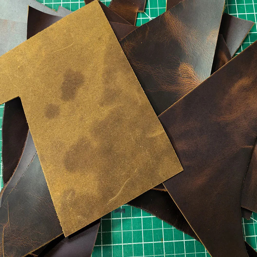 Cowhide scrap leftover cow leather wax thick genuine leather First Layer Tanned cow skin hide leather full grain 1.8 to 2.2 mm