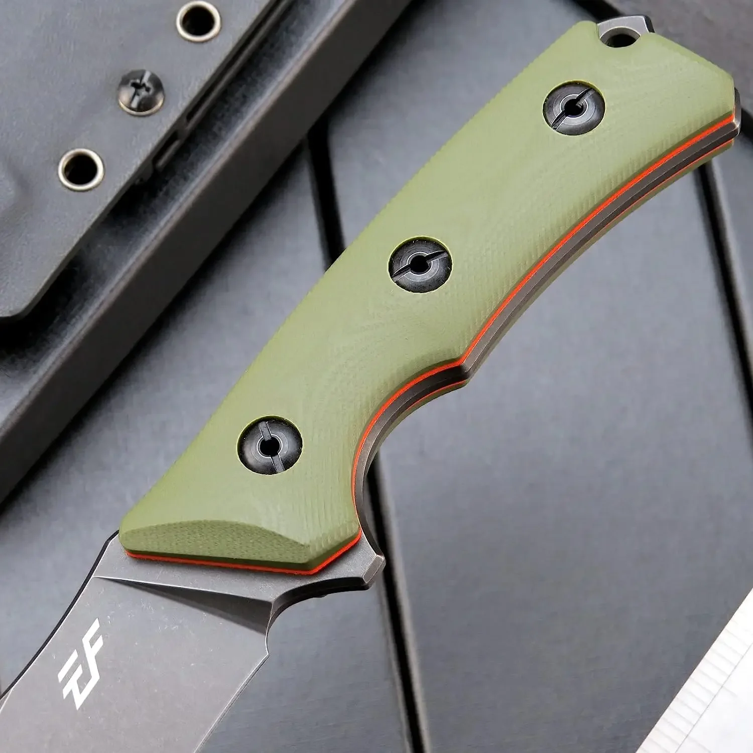 Eafengrow EF124 coltello a lama fissa 14 c28n lama in acciaio, manico bicolore G10 per lavorare in campeggio caccia sopravvivenza con guaina Kydex