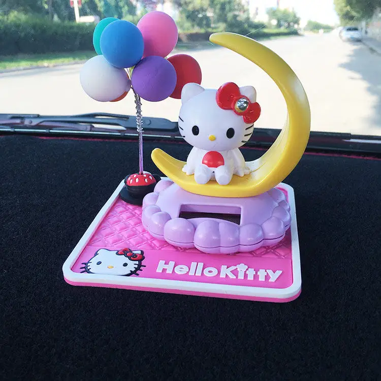 Sanrio Solar-powered Shaking Head Hello Kitty Car Accessories Creative Cartoon Cute Nodding Kt Cat Hello Kitty Accessories