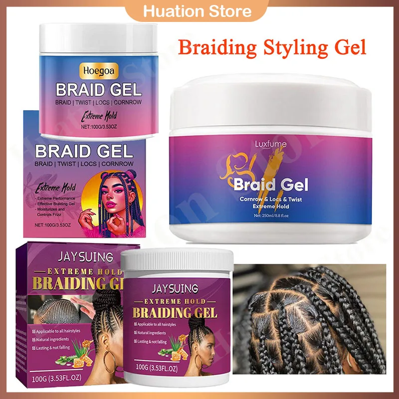 Edge Control Braid Styling Gel Control Frizz and Edges Gel Smooth Hair Wax Frizzy Hair Edge Styling Gel 100g/250g