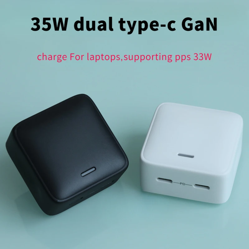 

35W dual type-c GaN charger charge For laptops supporting pps33W adapter for Apple 16, 15, 14, 13 pro max and Samsung Xiaomi etc