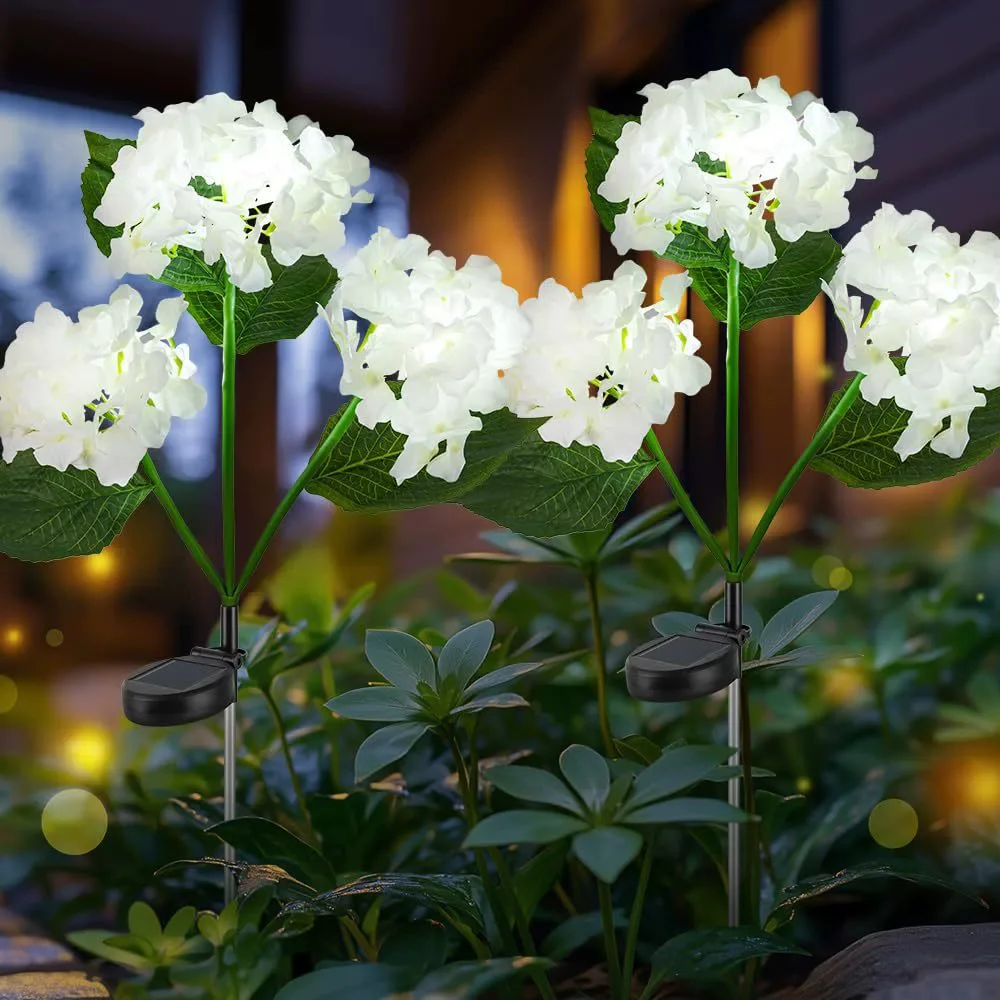 

Искусственный светильник на солнечной батарее в виде 3-х головок гортензии для газона, сада, летних свадеб, вечеринок, праздников, уличного освещения патио и двора