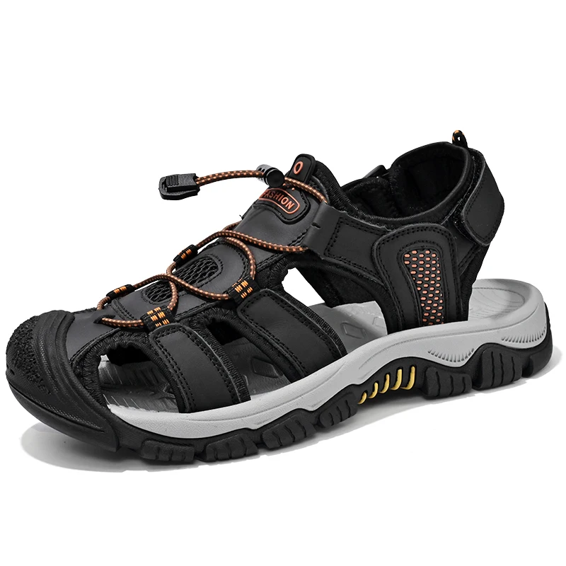 Größe 38-46 Sommer hochwertige Herren Sandalen Echt leder Masculino tragen widerstands fähige Jungen Strands chuhe Mode lässig versand kostenfrei