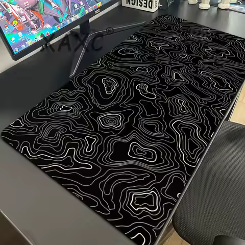 Black &amp; White Contour Lines Mouse Pad Gaming XL Home Computer Custom Mousepad 500x1000 Playmat Mouse Mat Computer