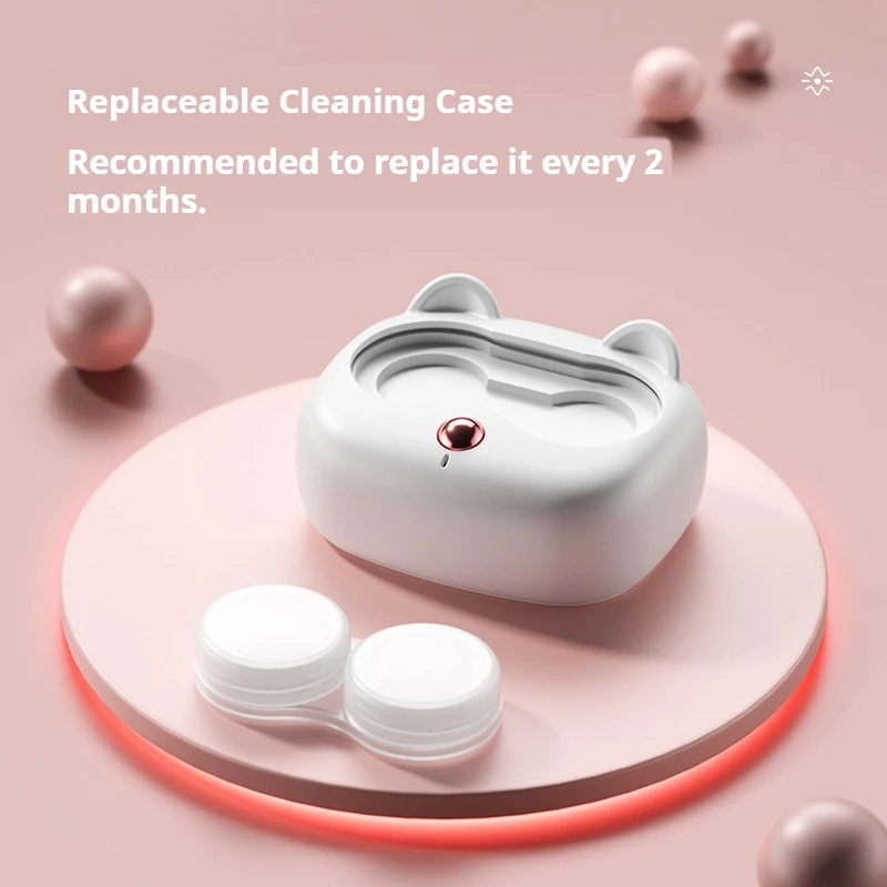 Contact Lenses Cleaner Ultrasonic Replaceable Box Remove Tear Protein Clean Machine Portable Contact Lens Case Rechargeable Type