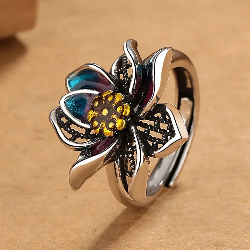 خاتم الطاووس خمر البساطة موضة رائعة مجوهرات نسائية مفتوحة قابل للتعديل خواتم مجوهرات اكسسوارات حفل زفاف هدية #5