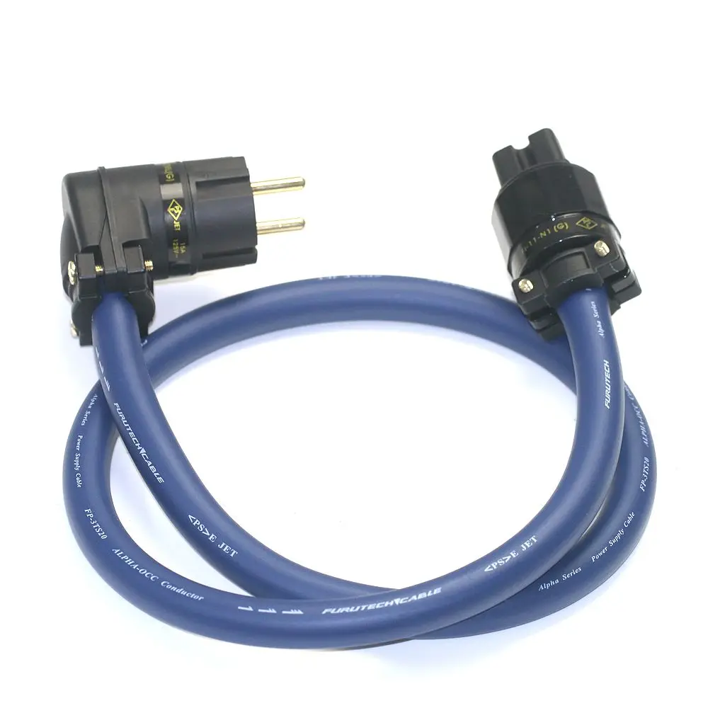 

Japanese Furutech FP-3TS20 Blue Ribbon PCOCC Single Crystal Copper Bend EU Plug Power Cable Amplifier/CD Power Connection Cable