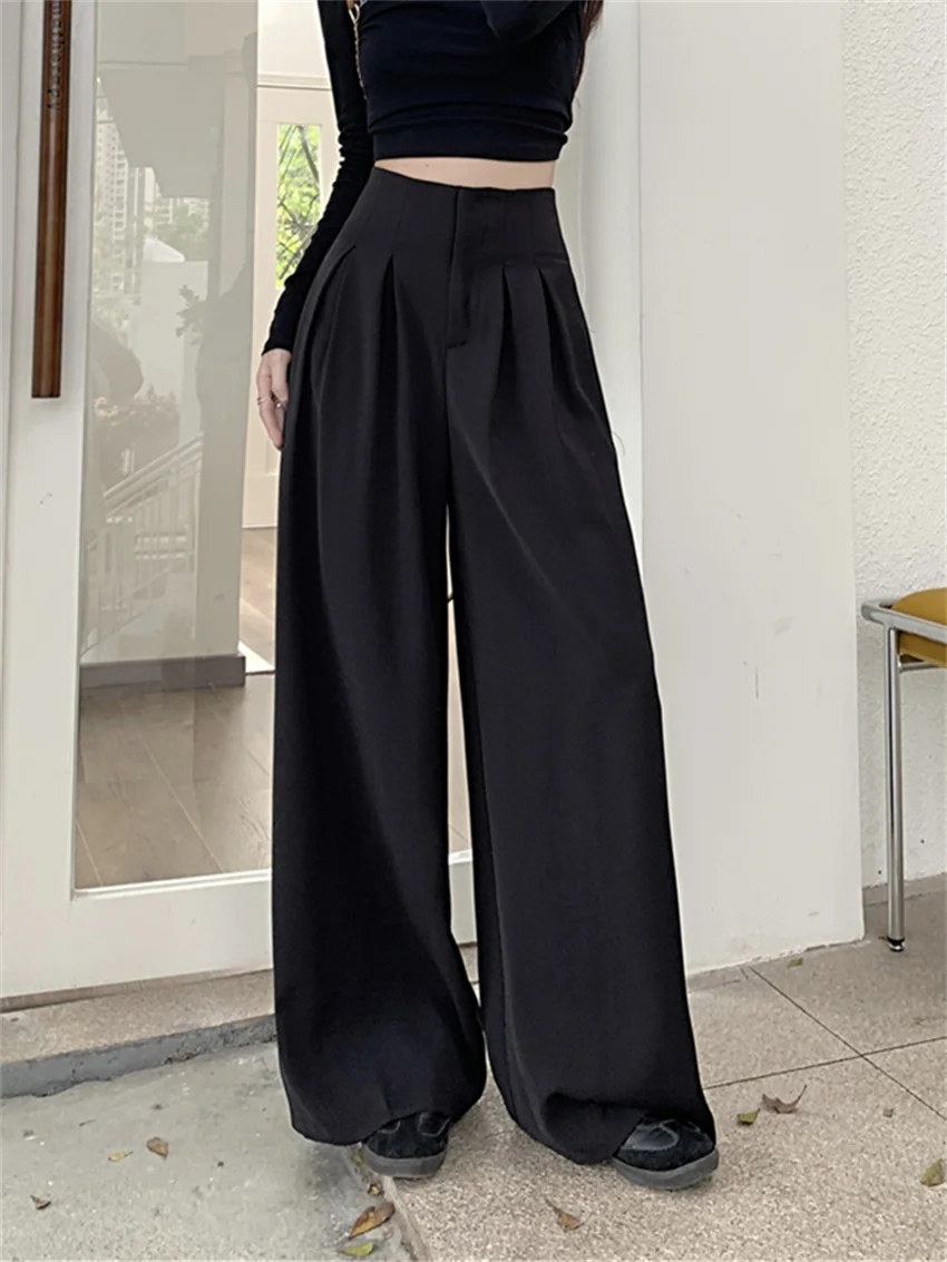 

Alien Kitty S-3XL Summer Wide Leg Pants Women 2024 Solid Straight Slim High Waist Work Wear Minimalist All Match Mopping