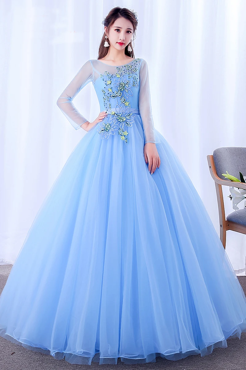 Beautiful Tulle Embroidery Chiffon Prom dresses Evening Gowns Backness Flower Sparkly 15 Year Old Quinceanera Dresses 2024