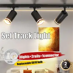 GU10 Track Lighting Set, Lâmpada de parede Rail, Spot Lights, LED Spotlight, Fixture, Clothing Store, Loja, Casa, Cozinha, 220V