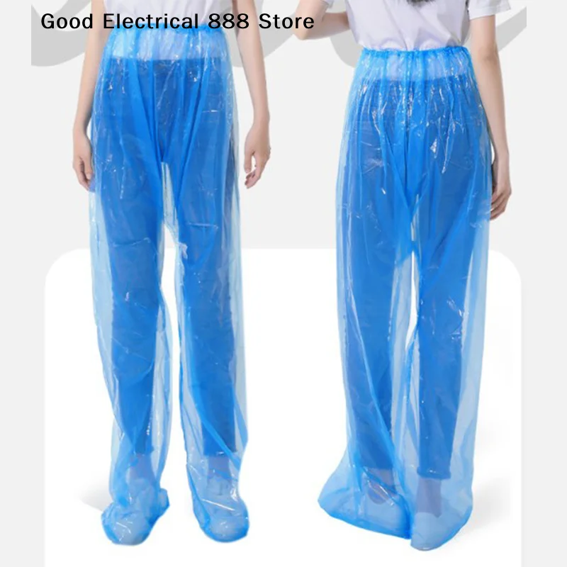 1Pc Disposable Raincoat Pants Portable Splash Proof Split Raincoat Outdoor Travel Drifting Cycling Feet-wrapped Rain Pants