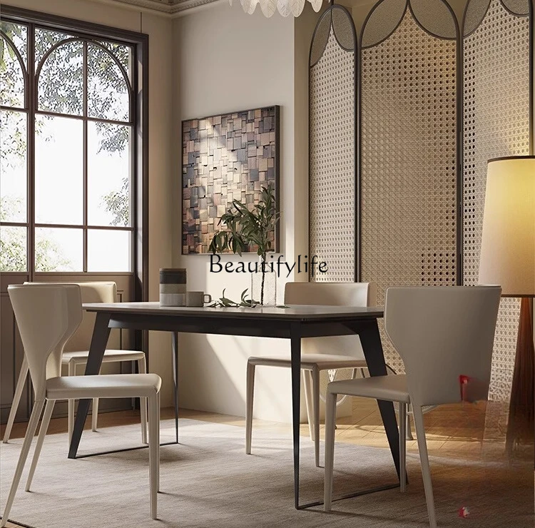 Slate dining table rectangular small apartment modern simple dining table minimalist