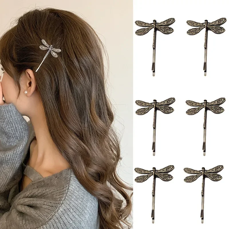 

Vintage Silver Dragonfly Hair Clips for Bride Wedding Elegant Hair Accessories Old Medieval Decoration Women Party Gift