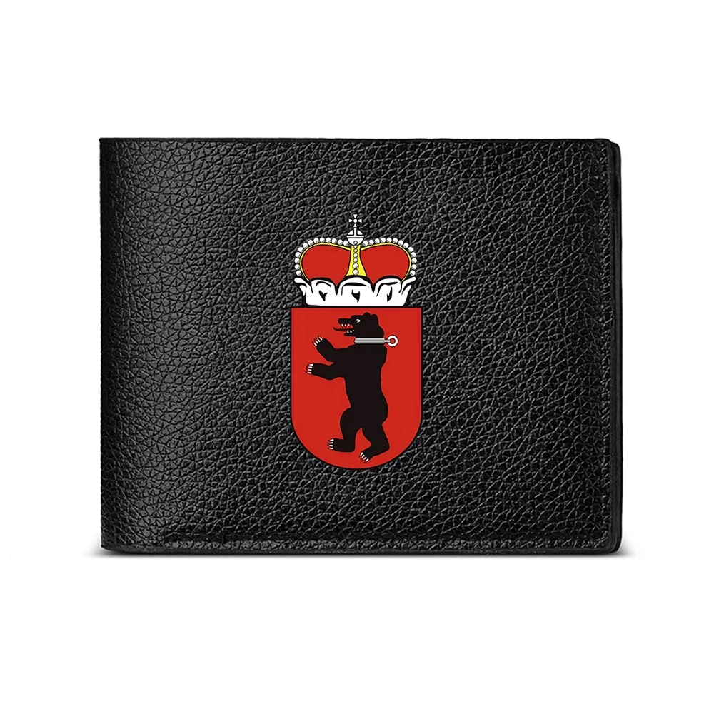 Bear With Crown And Red Shield Design Men's Wallet Card Holder Casual Business Fashion Print