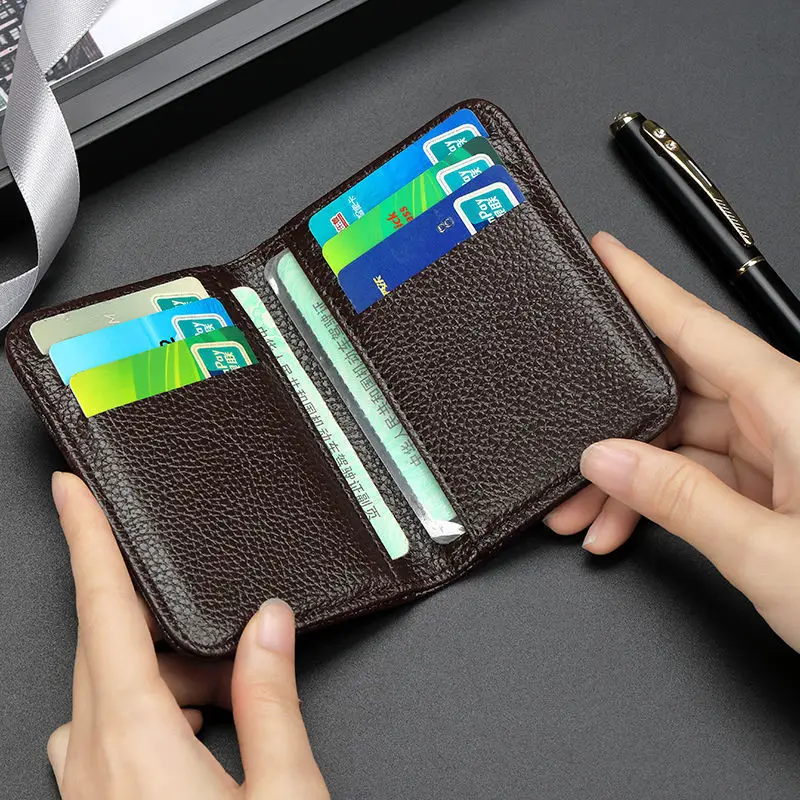 New Business Card Holder Men's Leather Driving License Leather Multi-Functional Bank Large Capacity Ultra-Thin Compact Clam