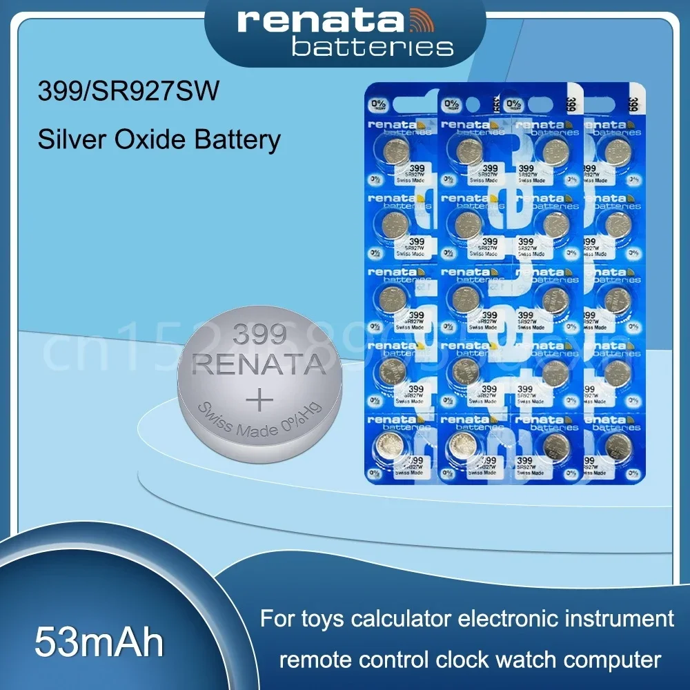 時計用Renata酸化銀電池,ボタンコイン電池,399,sr927sw,ag7,lr927,lr57,sp395,lr927w,1.55v,オリジナル,100%