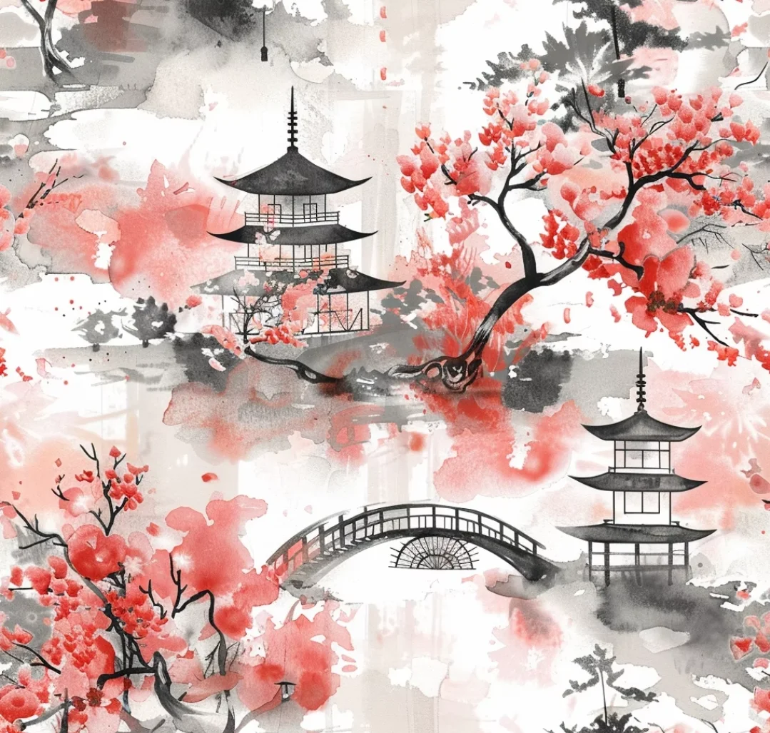 Customized Size Mural Painting Chinese Hand drawn Plum Blossom Sun Mural Home Decoration Attic Arch Bridge Flowers 3d wallpaper