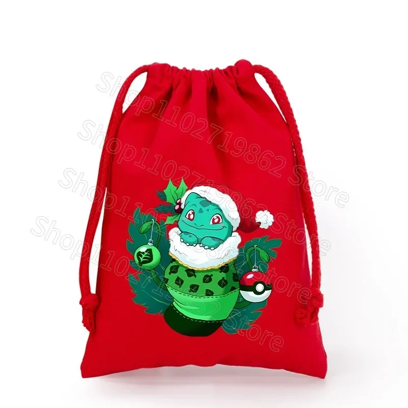 Pokemon Pikachu Cute Xmas Drawstring Pockets New Year Dinner Party Home Decor Christmas Tree Decorations Storage Bag Gifts Bags