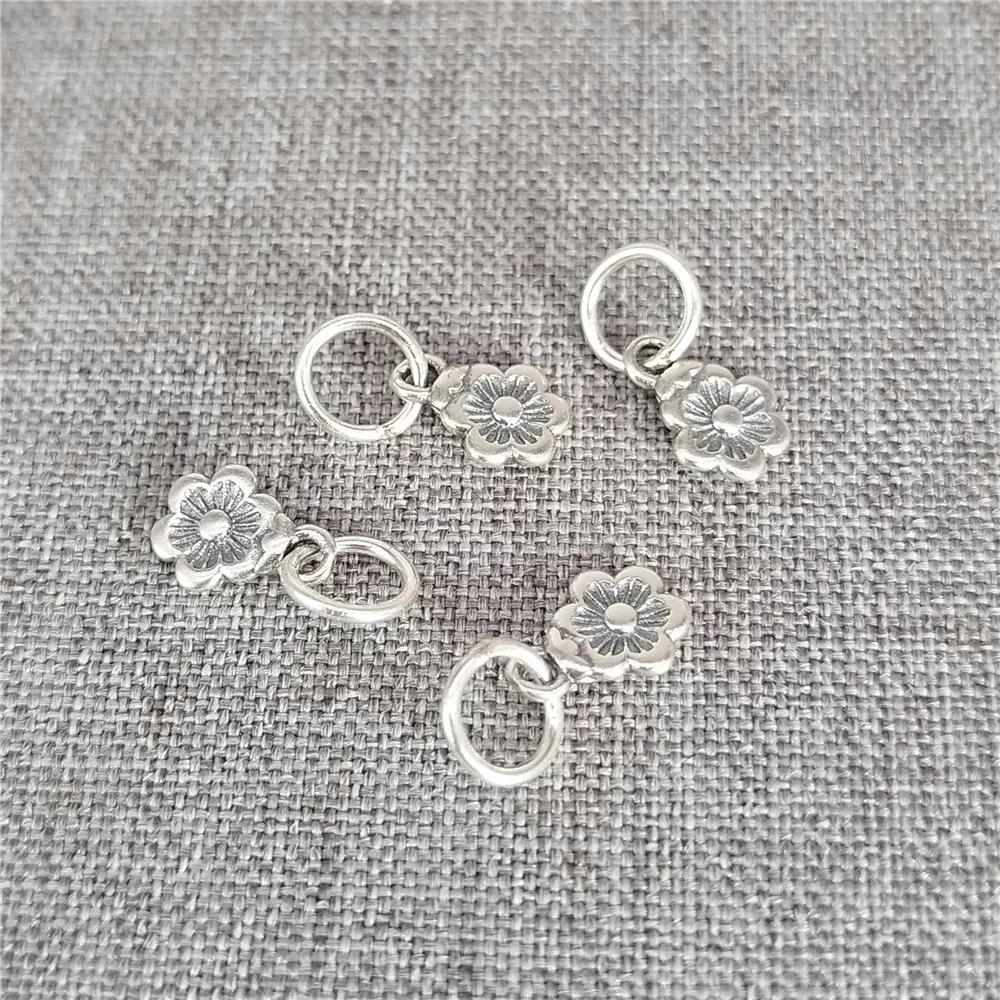 

10 шт. из стерлингового серебра 925 пробы, подвески в виде цветка сливы, садовый кулон с цветочным рисунком для браслета, ожерелья