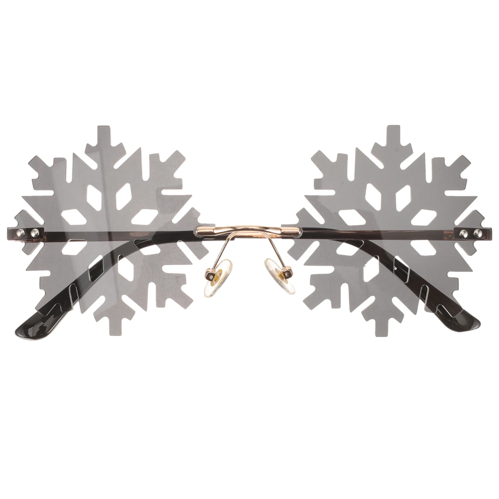 

Rimless Snowflake Sunglasses Black Frameless Xmas Eyewear Christmas Party Photo Props Gifts Irregular Eyeglasses