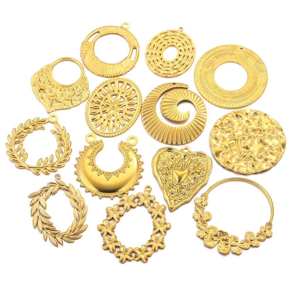 5pcs Gold Plated Stainless Steel Large Circle Charms for Earring Making Earrings Charms For Jewelry Making Findings Wholesale