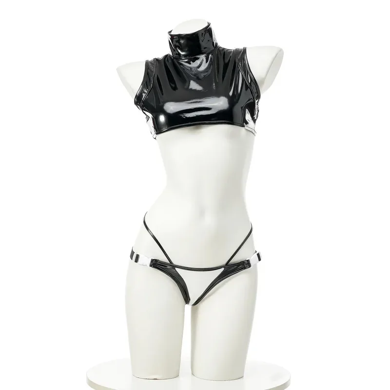

Sexy Anime Woman Black Leather Bodysuit Combat Tight Fitting Clothes Motorcycle Girl Punk Cyber Outfit Uniform Cosplay Costume