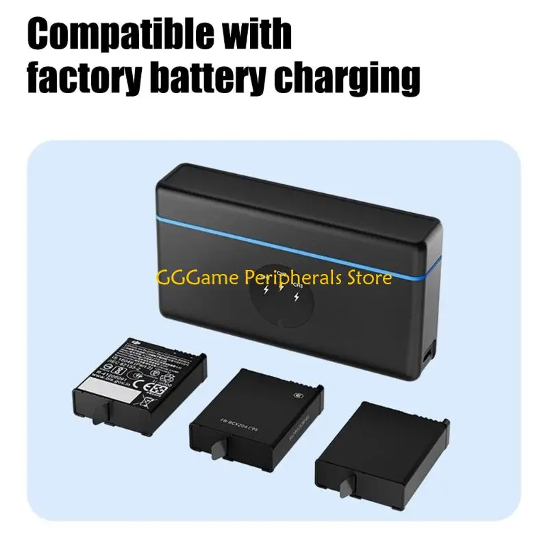 U55B Three Bay Camera Battery Chargers Organizers Box for Action 6/5/4/3 Battery, Charging Case with Memory Card Storage and CH1