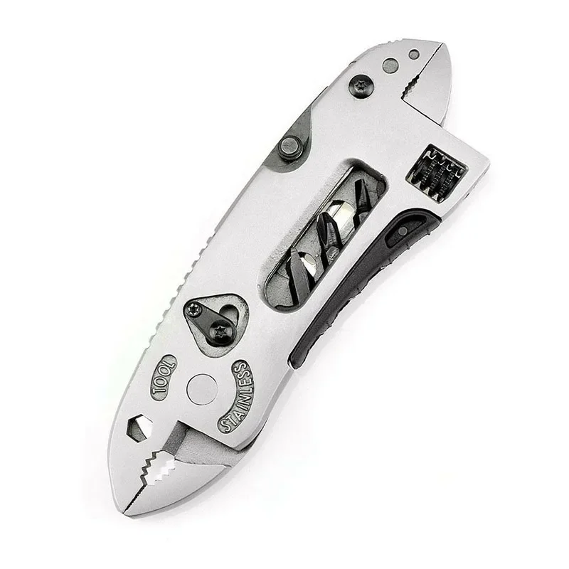 Mini alicates multifuncional portátil bolso faca chave de fenda ajustável jaw spanner para acampamento ao ar livre