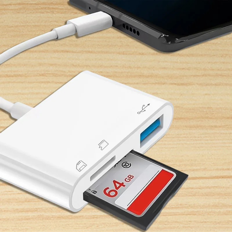 NNBILI 3 in1 typ-C Micro Adapter TF CF SD czytnik kart pamięci USB-C dla Macbook Huawei Samsung Xiaomi OTG pisarz Compact Flash