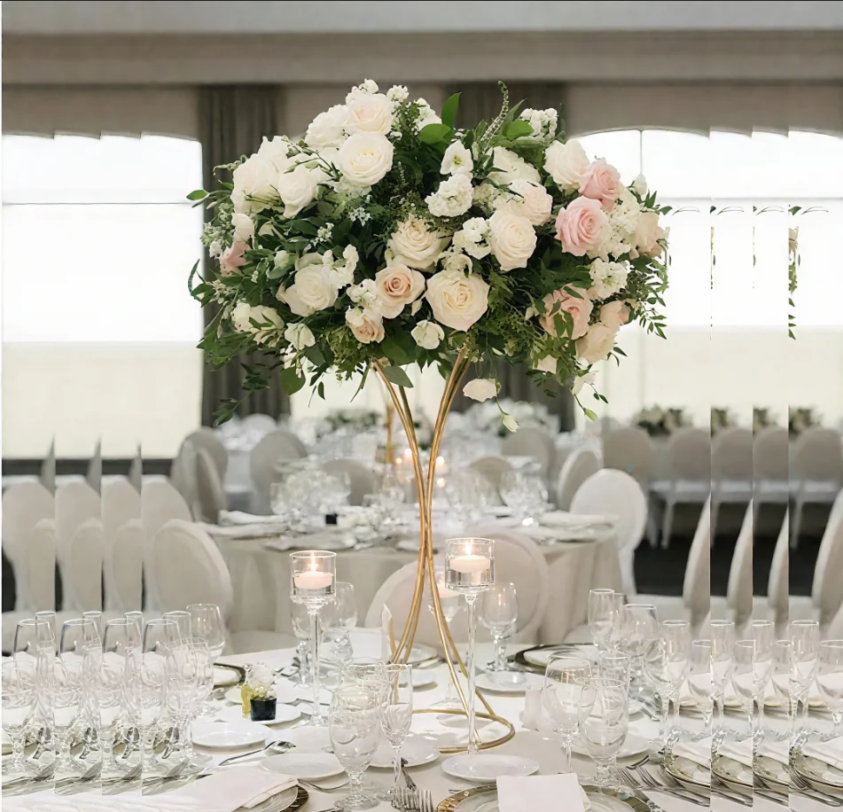 

Set of 10 Gold Metal Flower Stands - Sturdy for Wedding Party Deco | Perfect for Flower Vases | Great for Home & Event Use