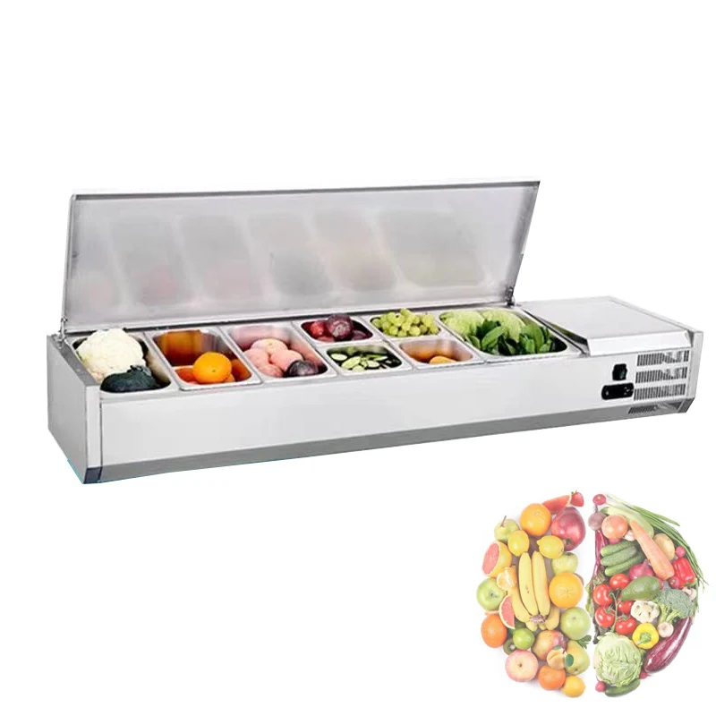 

Commercial Fresh-keeping Cabinet Fruit Refrigerator Desktop Fresh Fruit Salad Ice Cream Freezer Display Cabinet